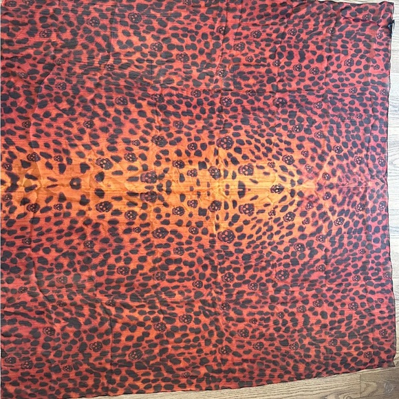 Alexander McQueen Red Leopard Skull Print Square Scarf